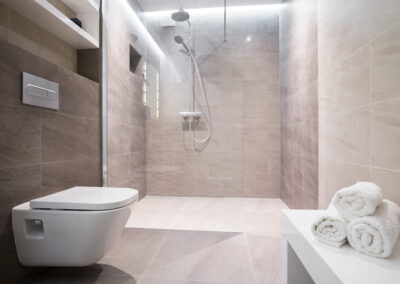 Shower with glass door